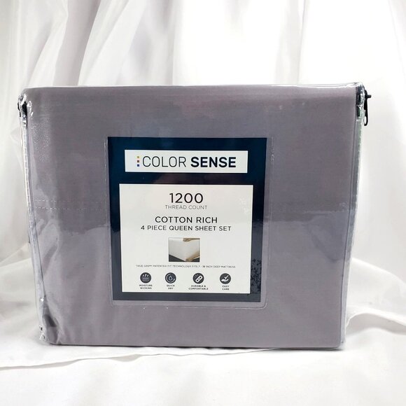Color Sense Other - Color Sense 1200 Thread Count Cotton Rich 4-Piece Queen Sheet Set Light Gray